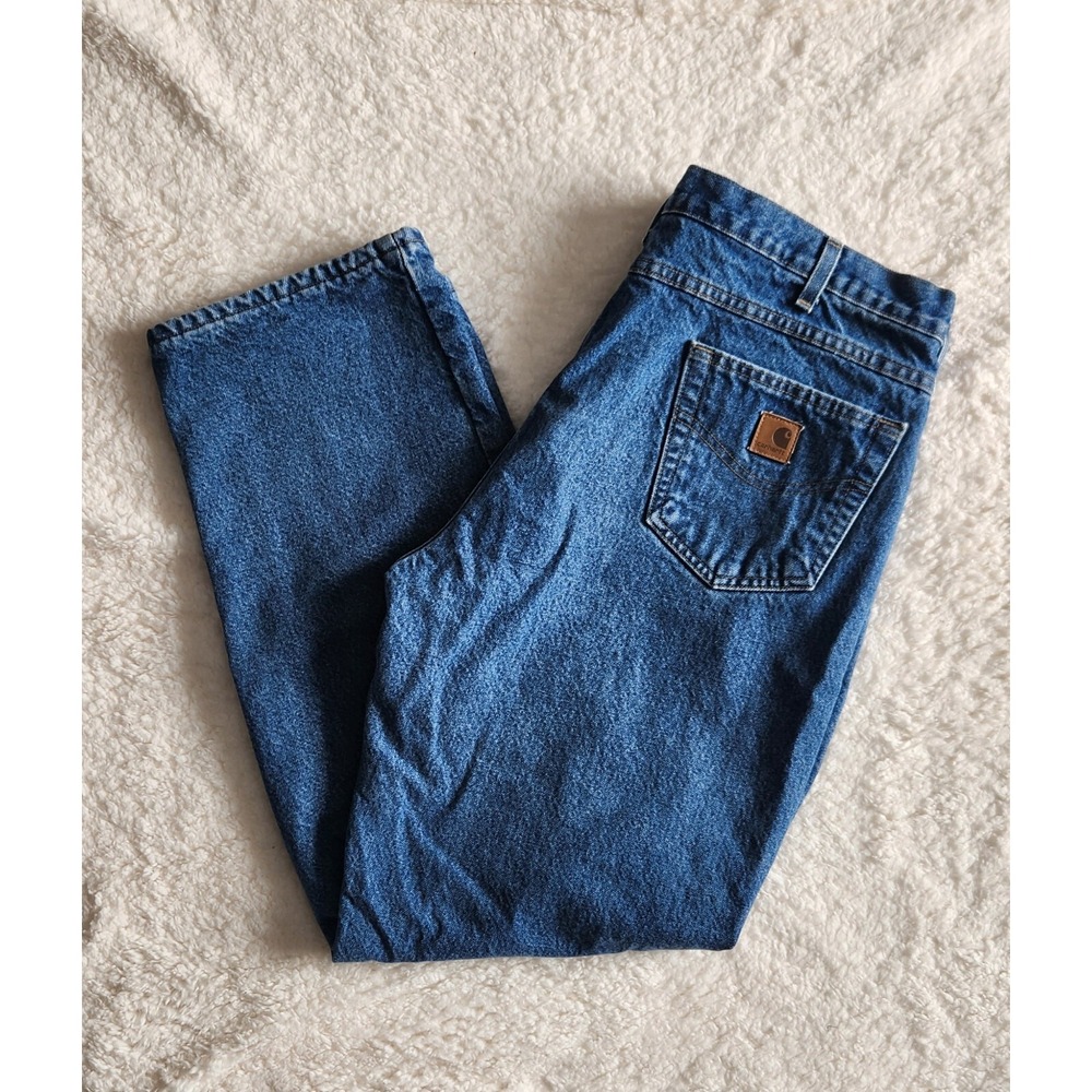 Carhartt B172 DST Relaxed Fit Flannel Lined Denim Jeans‎ Men's Size 40x32 - Flaw